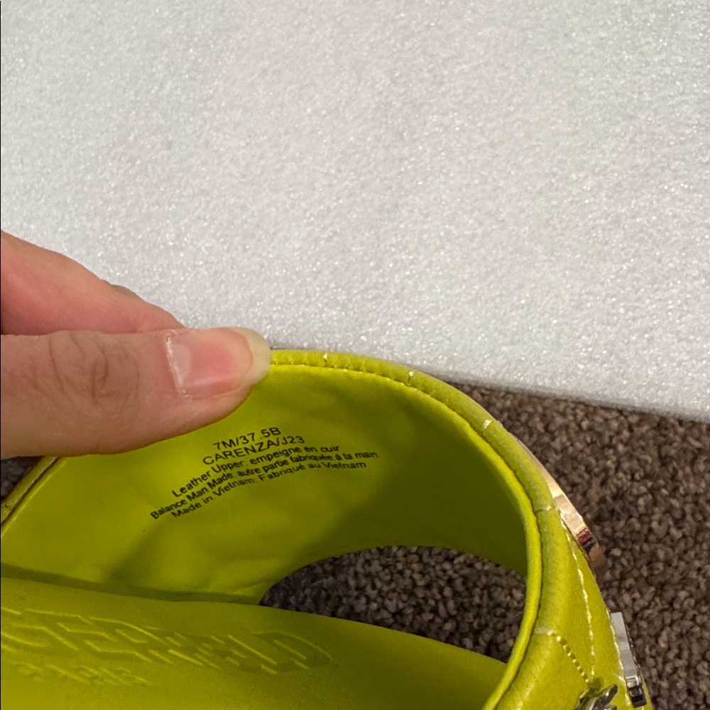 Karl Lagerfeld Lime Green Quilted Slide Sandals with Charms - Picture 3 of 5
